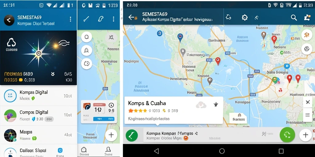 Tampilan aplikasi SEMESTA69 yang jelas dengan fungsi kompas digital.