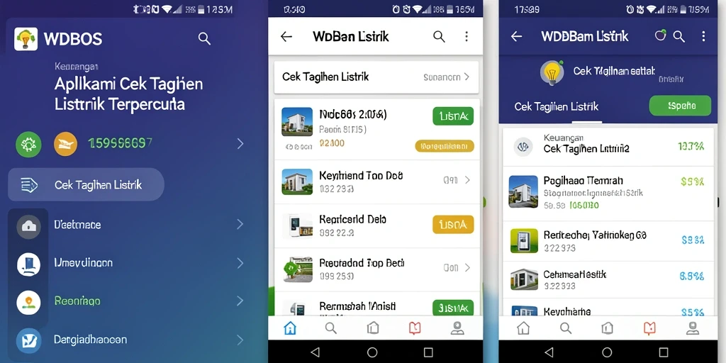 Tampilan antarmuka WDBOS untuk cek tagihan listrik.